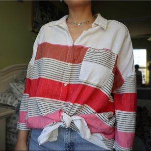 Color block button up